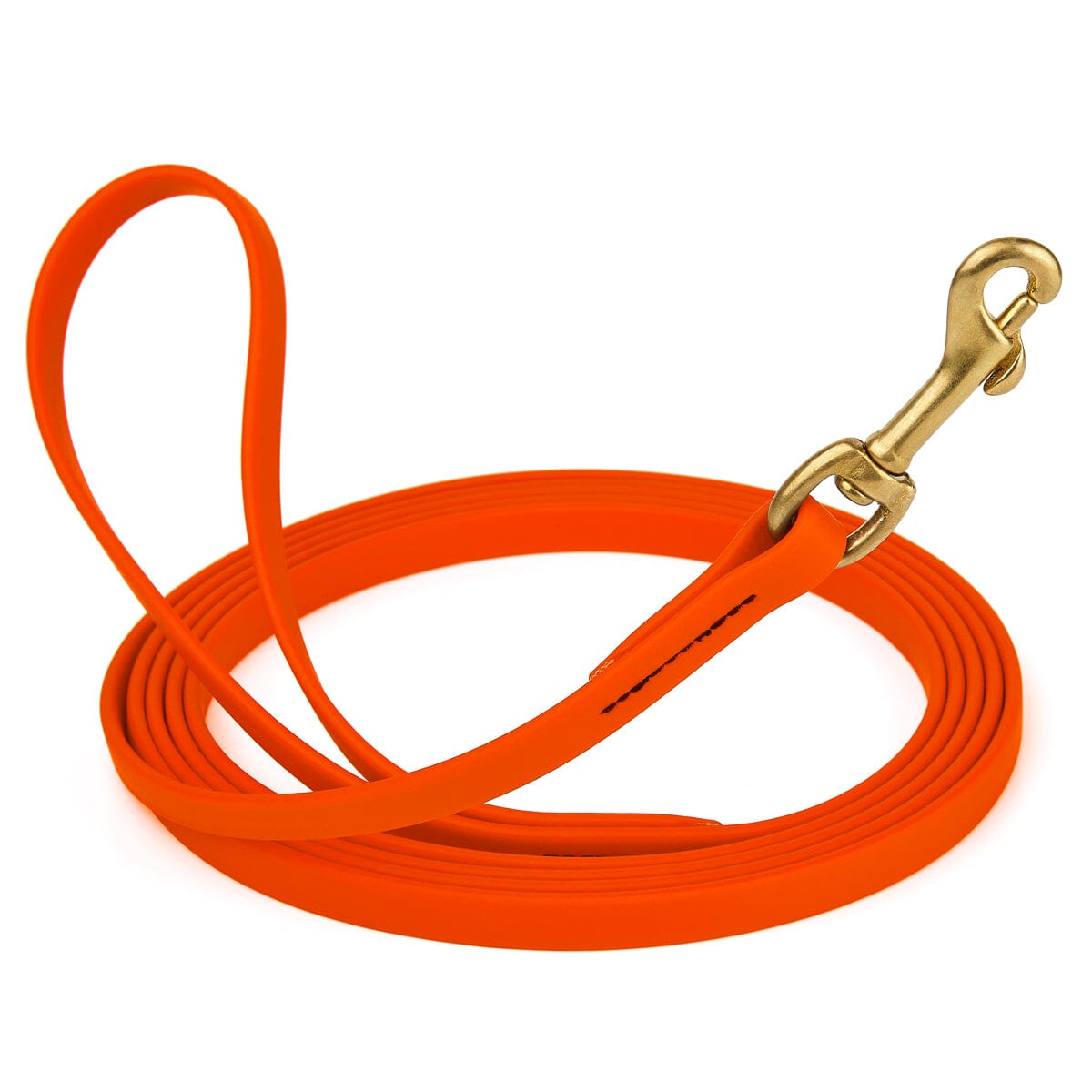 Waterproof Biothane Dog Long Lead 5/8" x 15' with Solid Brass Clip stitched onto Lead -much SAFER than using Grommets-Boats n Barks