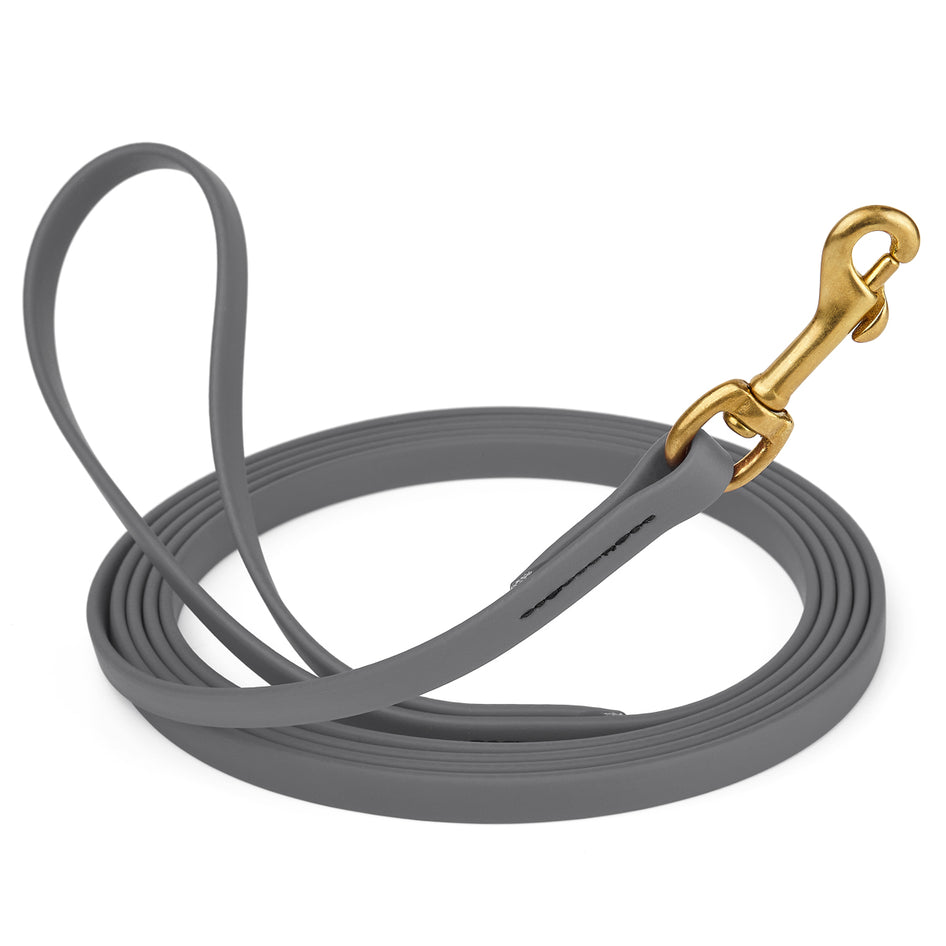 Waterproof Biothane Dog Long Lead 5/8" x 33' with Solid Brass Clip stitched onto Lead -much SAFER than using Grommets