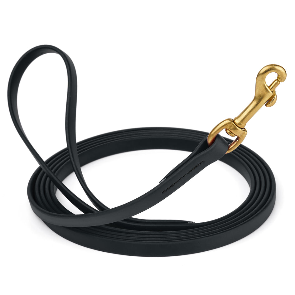 Waterproof Biothane Dog Long Lead 5/8" x 20' with Solid Brass Clip stitched onto Lead -much SAFER than using Grommets