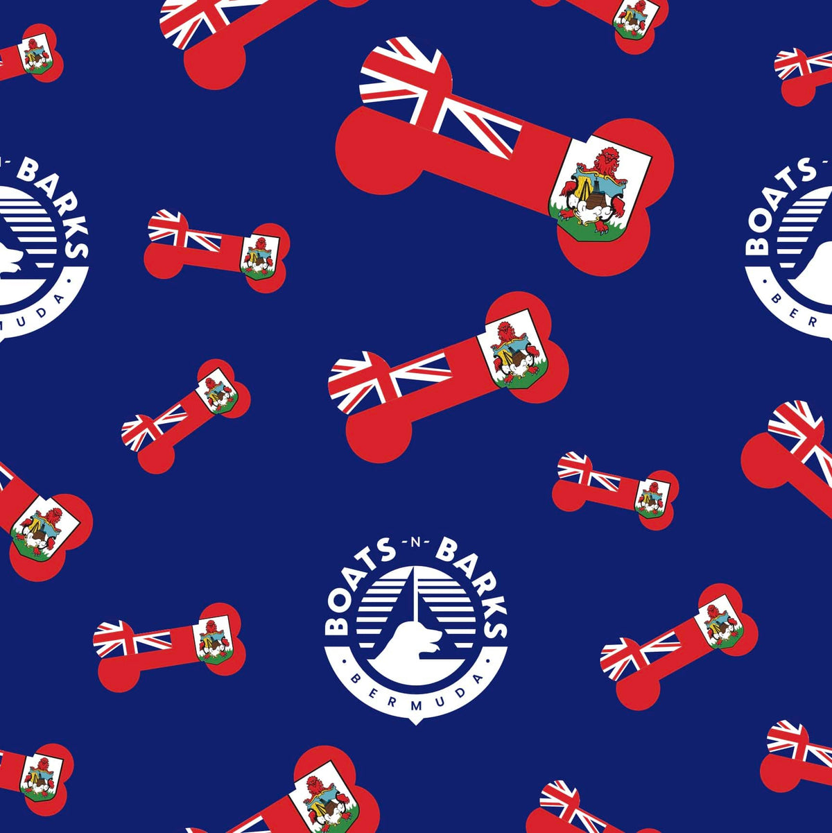 Bermuda Flag Bandana for Dogs-Navy Large 22"x22"x30"-Boats n Barks
