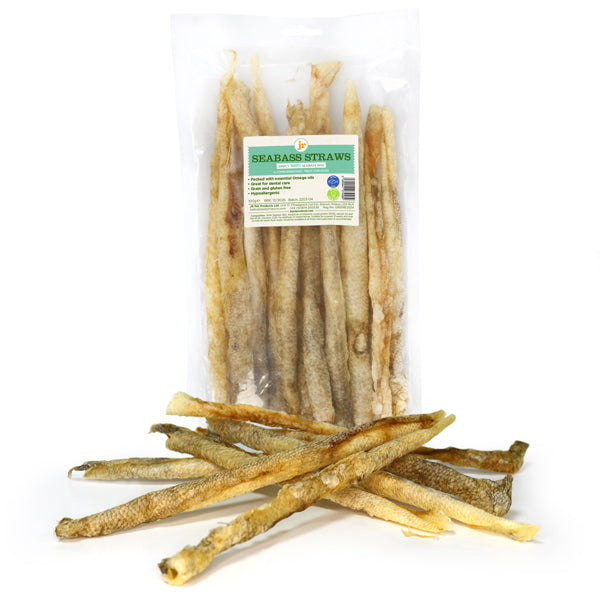 JR Pet Products Sea Bass Straws Dog Treats Air Dried from UK
