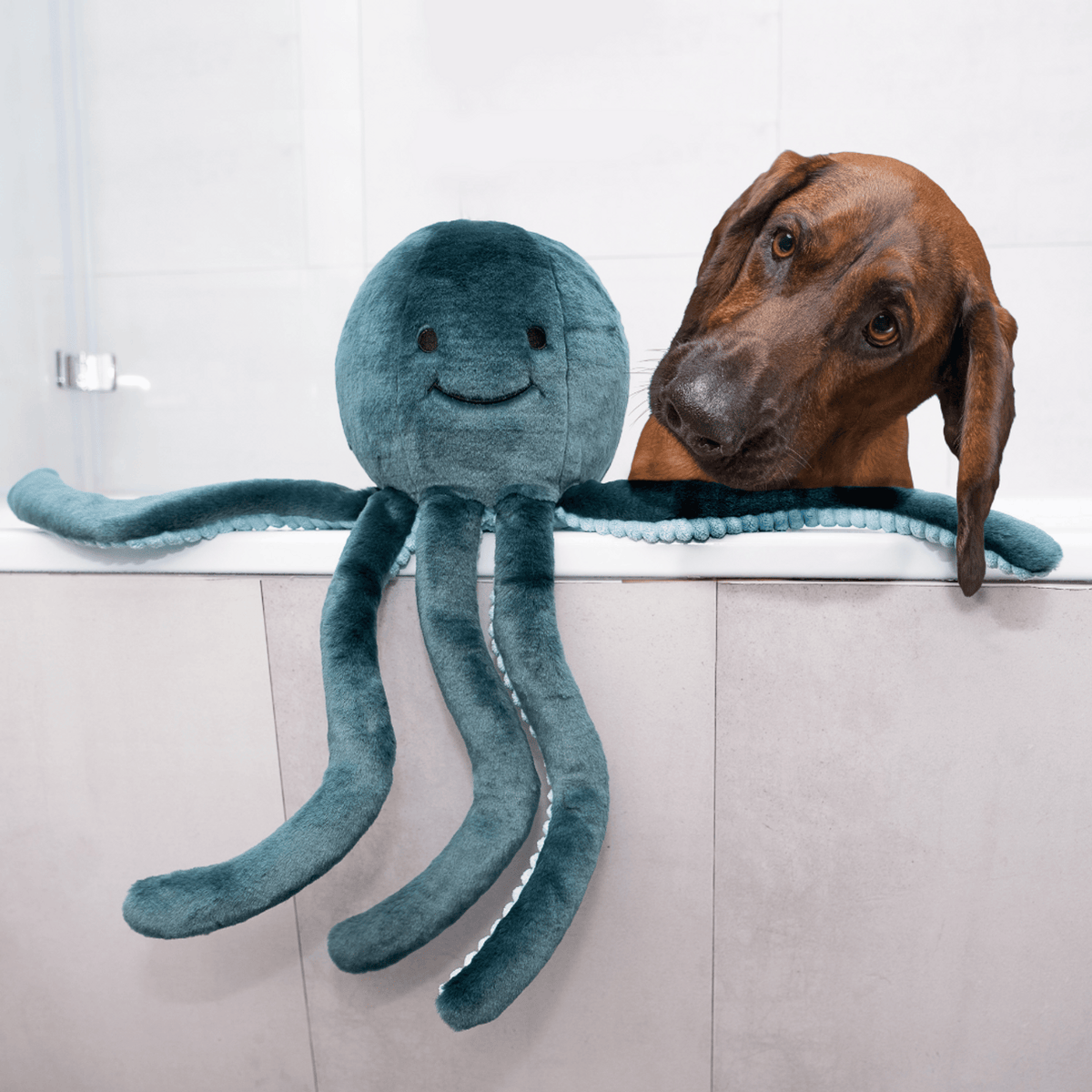 Fluff & Tuff Stevie Octopus Soft Dog Toy Giant Size 21"-Boats n Barks
