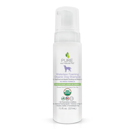 Pure & Natural Organic Waterless Foaming Shampoo for Dogs Lavender