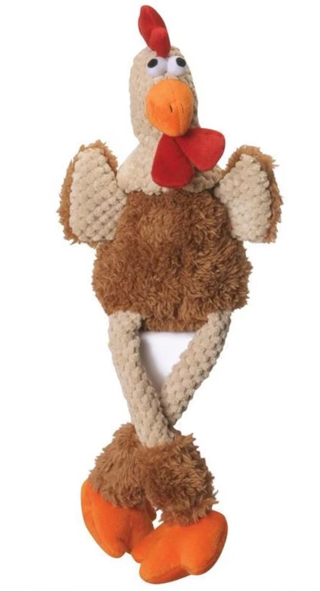 GoDog Checkers Skinny Rooster Dog Toy Large