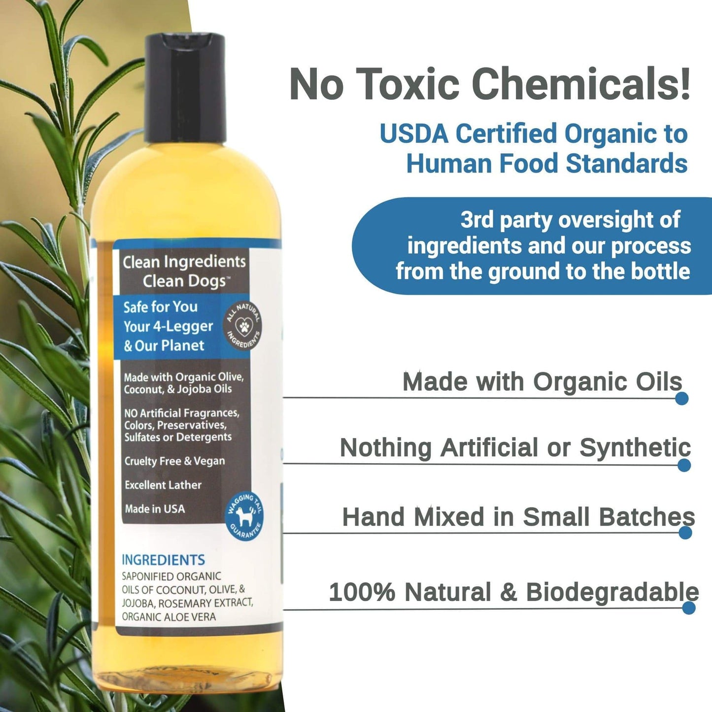 Organic Unscented Aloe Vera & Coconut Oil Hypoallergenic Shampoo for Dogs 100% Natural
