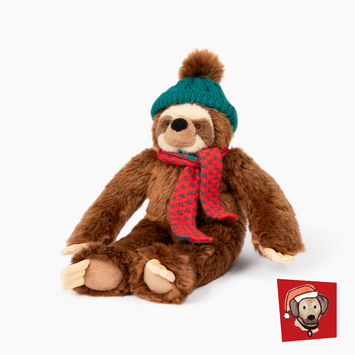 Fluff & Tuff Christmas Eddie Sloth Dog Toy with Squeaker
