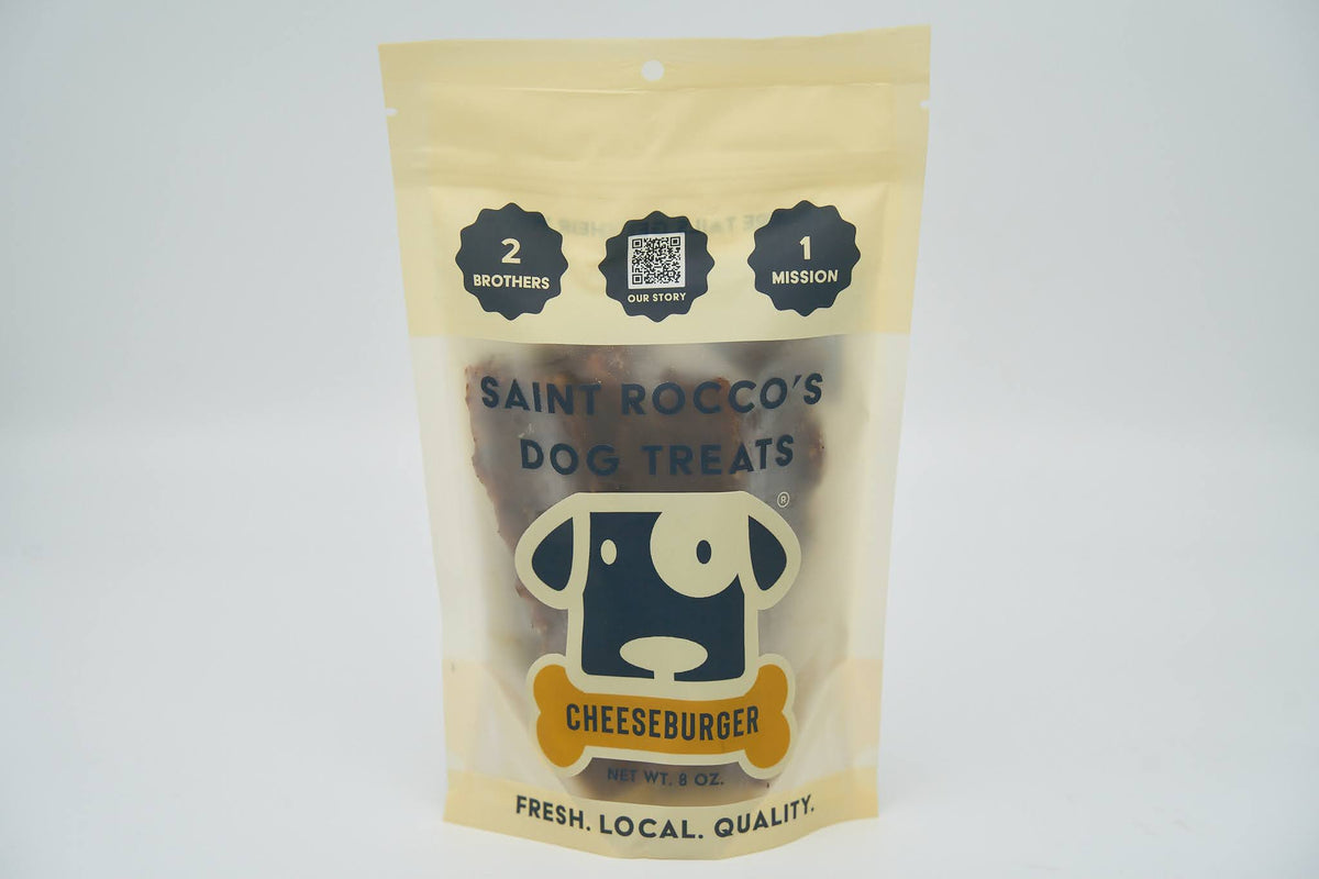 Saint Rocco's Cheeseburger (Beef & Romano Cheese) Crumb Free Treats for Dogs 8oz and 3oz-Boats n Barks