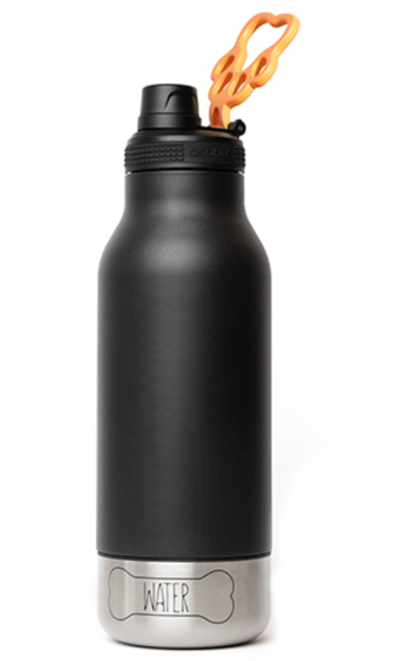 3 in 1 Buddy Bottle Stainless Steel 18/8 Water Bottle 32oz with detachable Water Bowl 90z and Food Bowl 7oz for your Dog