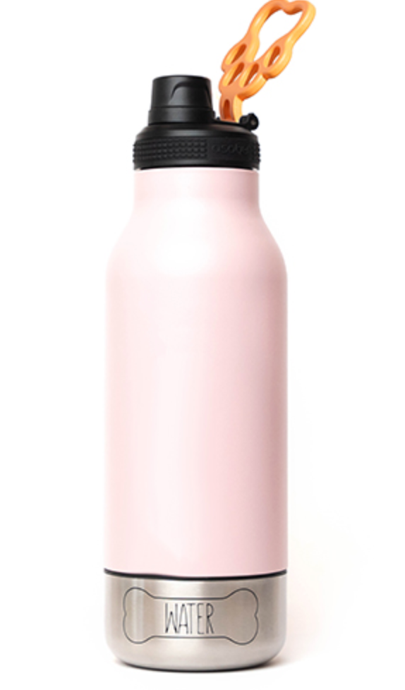 3 in 1 Buddy Bottle Stainless Steel 18/8 Water Bottle 32oz with detachable Water Bowl 90z and Food Bowl 7oz for your Dog