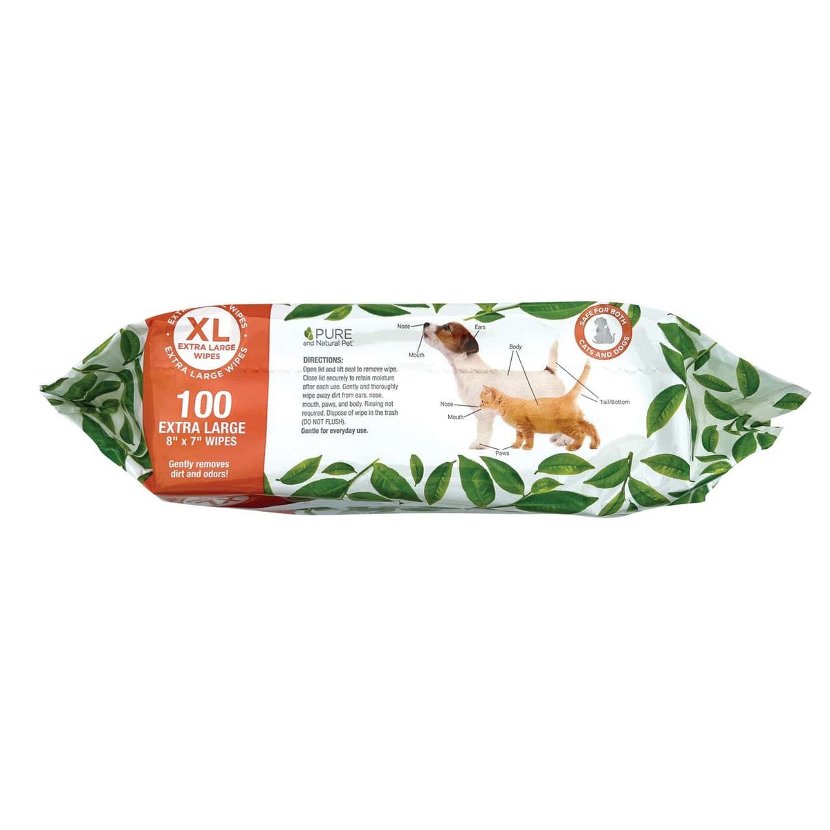 Pure & Natural Unscented Grooming & Cleansing Wipes 100ct Extra Large 8"x7"-Boats n Barks