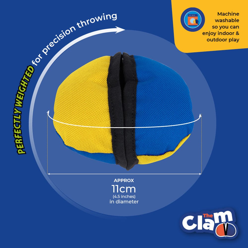 The Clam Instant Treat Reward Toy for Dogs Blue/Yellow-Boats n Barks