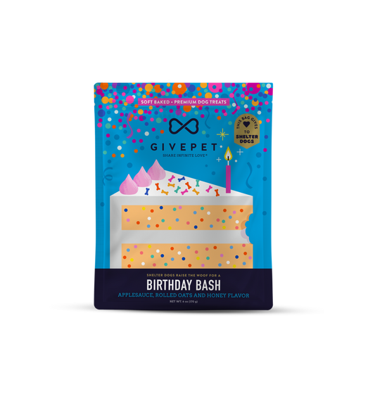 Give Pet Birthday Bash Soft Baked Treats for Dogs - Applesauce, Rolled Oats, Honey