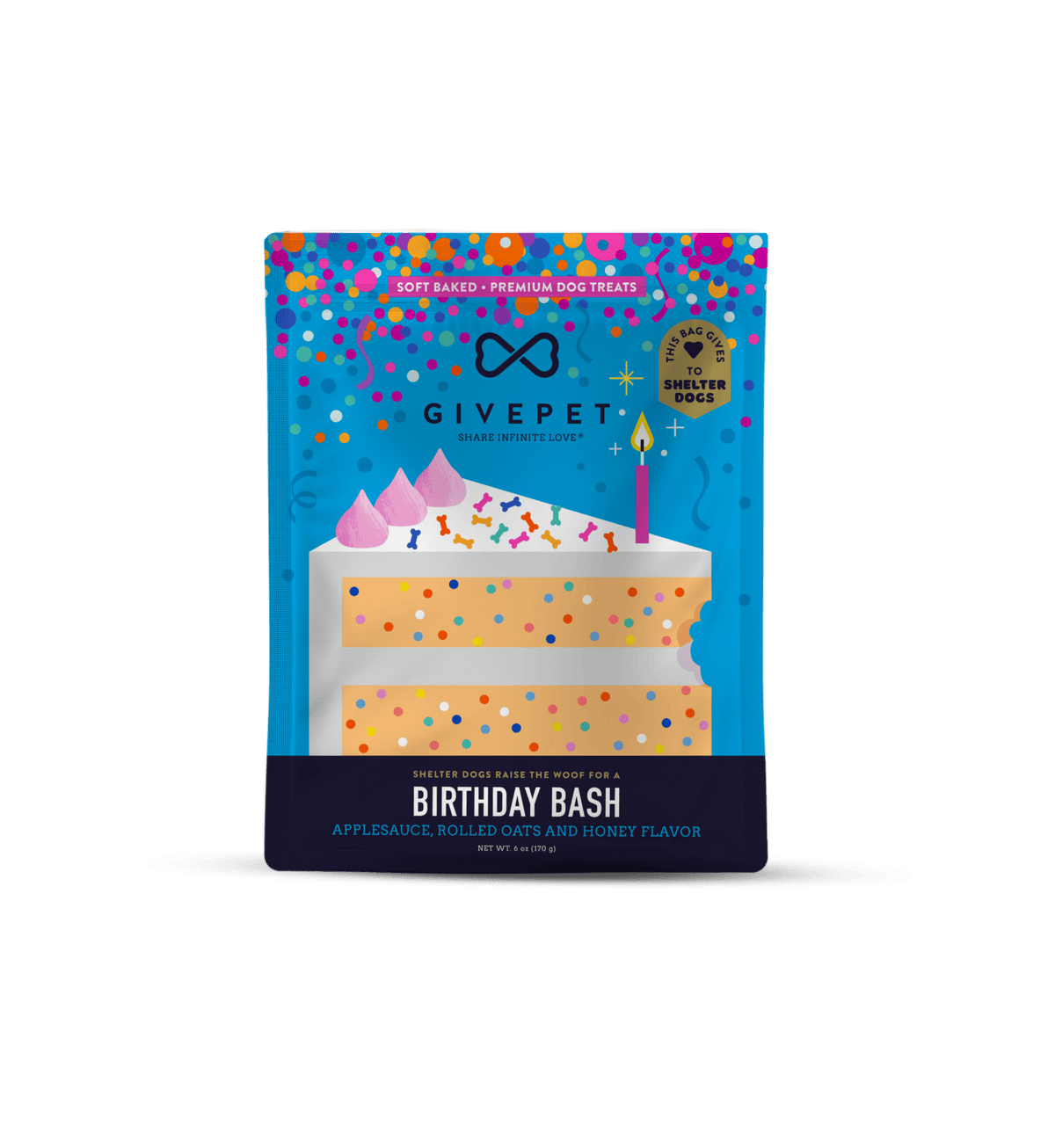 Give Pet Birthday Bash Soft Baked Treats for Dogs - Applesauce, Rolled Oats, Honey-Boats n Barks