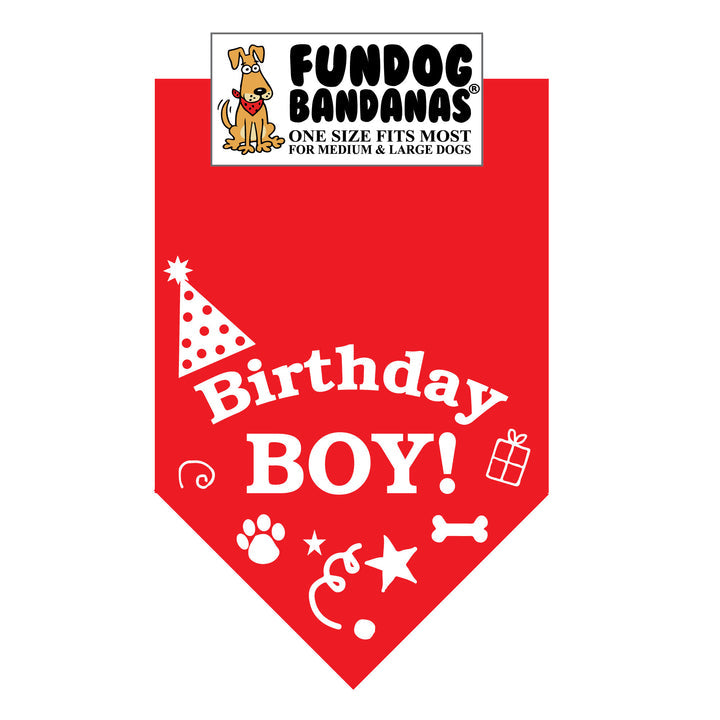 Birthday Boy Bandana for Medium & Large Dogs 22" x 22" x32" Assorted Colours