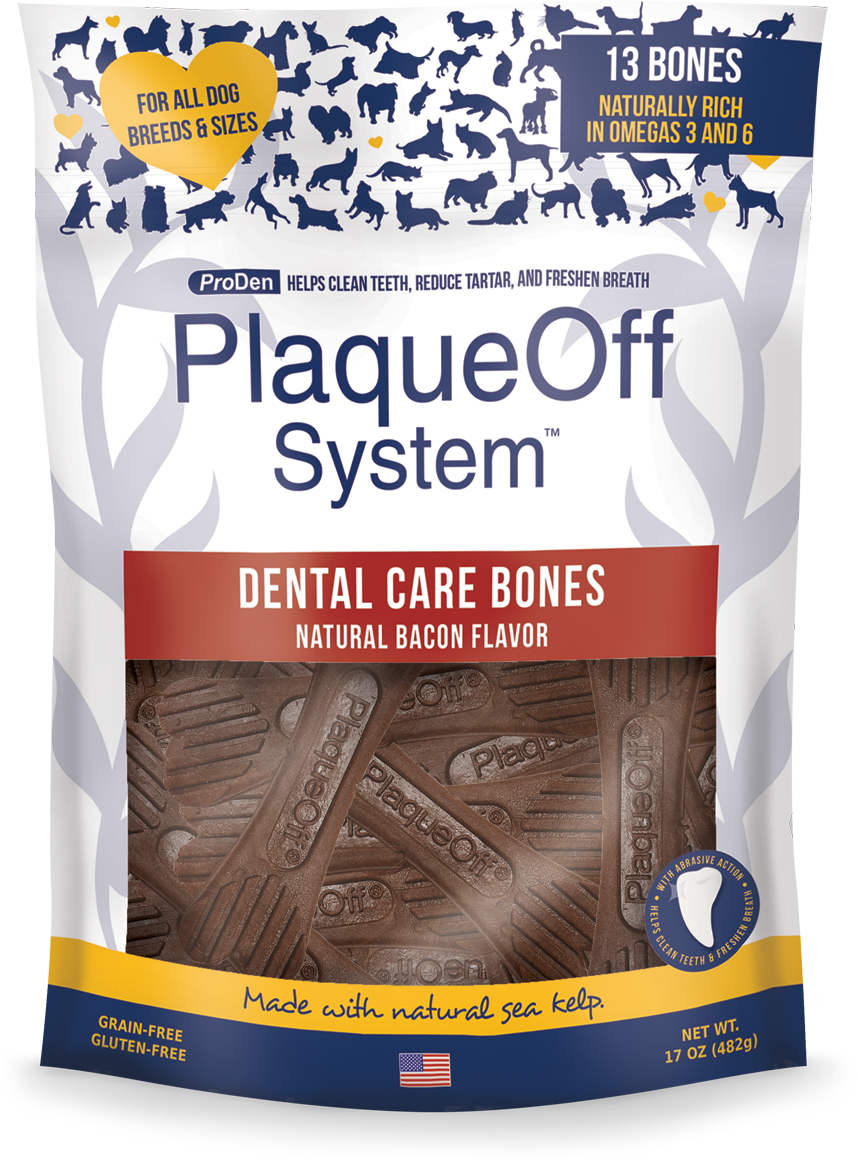 PlaqueOff System™ Dental Care LARGE Bones –    Bacon 13 Bones/Bag