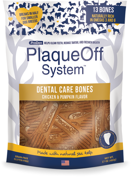 PlaqueOff System™ Dental Care LARGE Bones – Chicken & Pumpkin 13 Bones/Bag