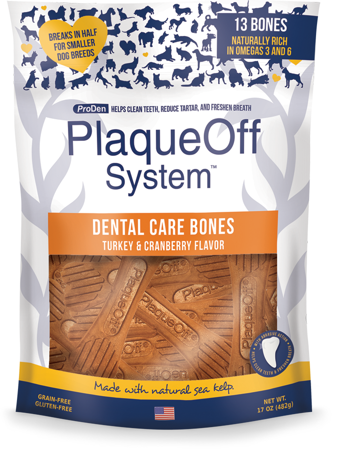 ProDen PlaqueOff System™ Dental Care LARGE Bones – Turkey & Cranberry 13 Bones/Bag