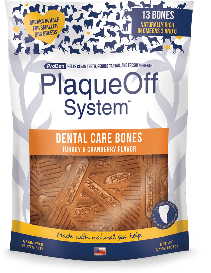 PlaqueOff System™ Dental Care LARGE Bones – Turkey & Cranberry 13 Bones/Bag-Boats n Barks