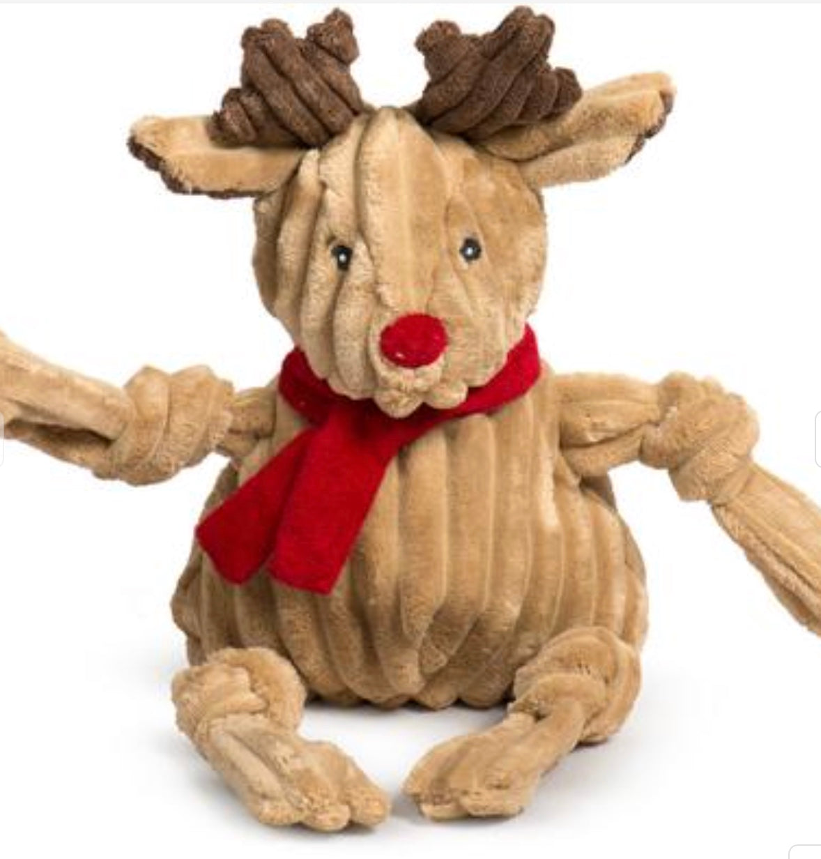 Rudy Reindeer Christmas Soft Dog Toy with Knots and Squeakers