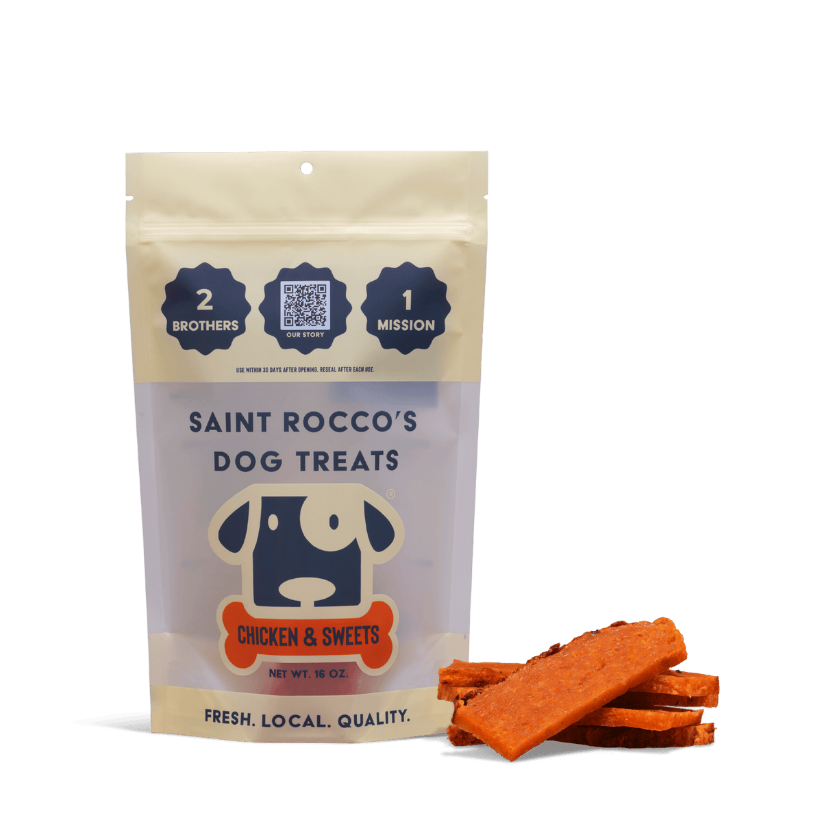 Saint Rocco's Chicken & Sweets (sweet potato) Crumb Free Treats for Dogs 8oz-Boats n Barks