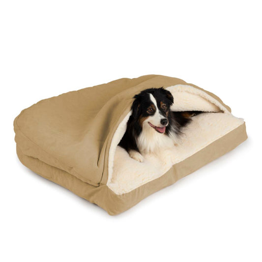 Luxury Cozy Rectangle Cotton Filled Cave Bed For Dogs made in USA