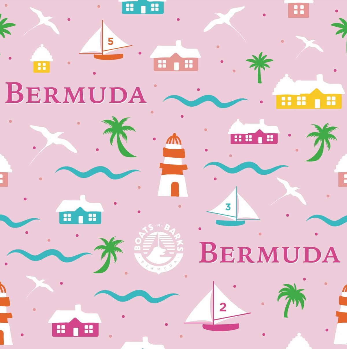 Bermuda Bandana for Dogs-Pink Medium 17"x17"x25"-Boats n Barks