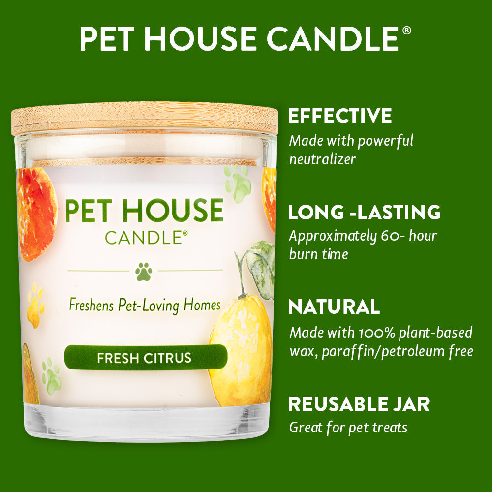 Pet House Candle for Dog Lovers - Fresh Citrus Scent