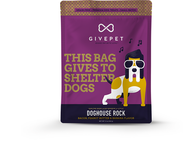 Give Pet Doghouse Rock Cookies for Dogs-Bacon, Peanut Butter and Banana