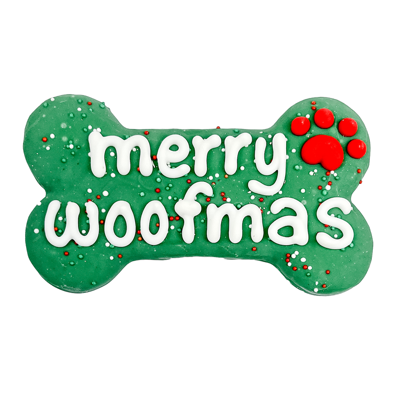 Merry Woofmas 6" Chirstmas Bone Shaped Dog Cookie