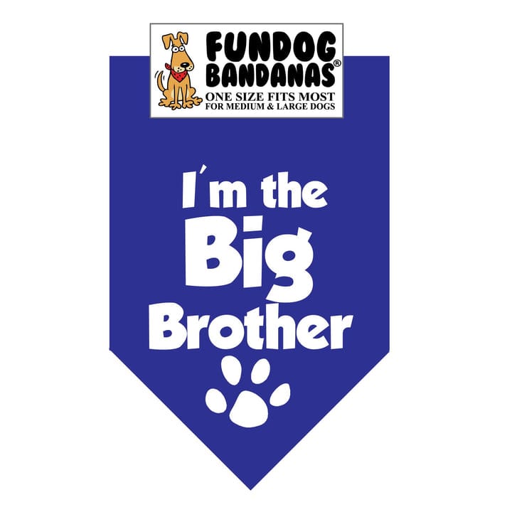 I'm the Big Brother Bandana for Medium & Large Dogs 22" x 22" x32" Assorted Colours-Boats n Barks