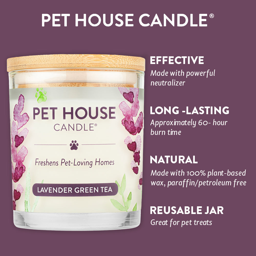 Pet House Candle for Dog Lovers - Lavender Green Tea Scent