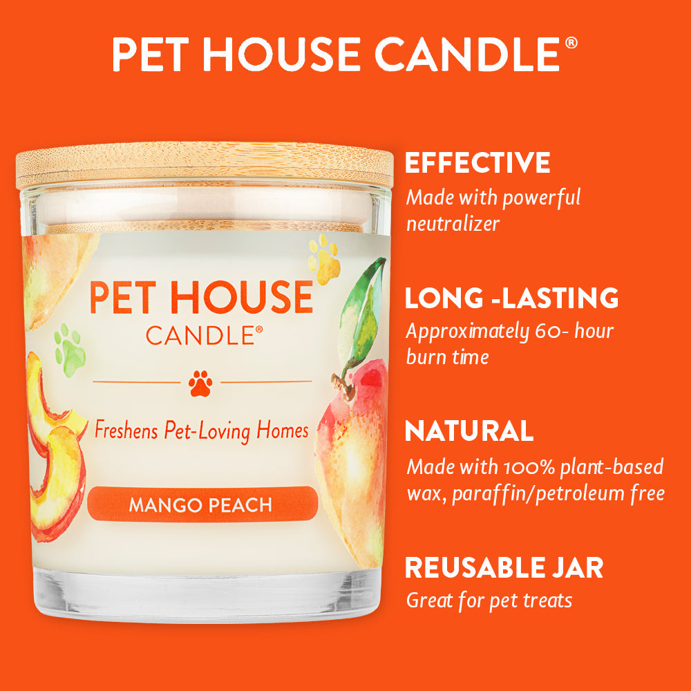 Pet House Candle for Dog Lovers - Mango Peach Scent