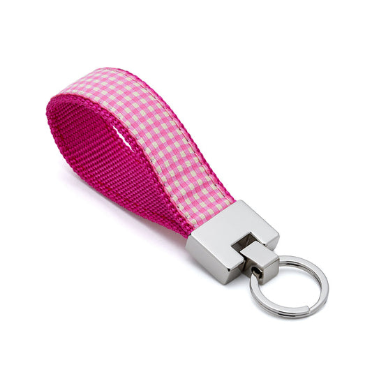Key Ring Wristlet -  Fits over Most Wrists - Pink Gingham