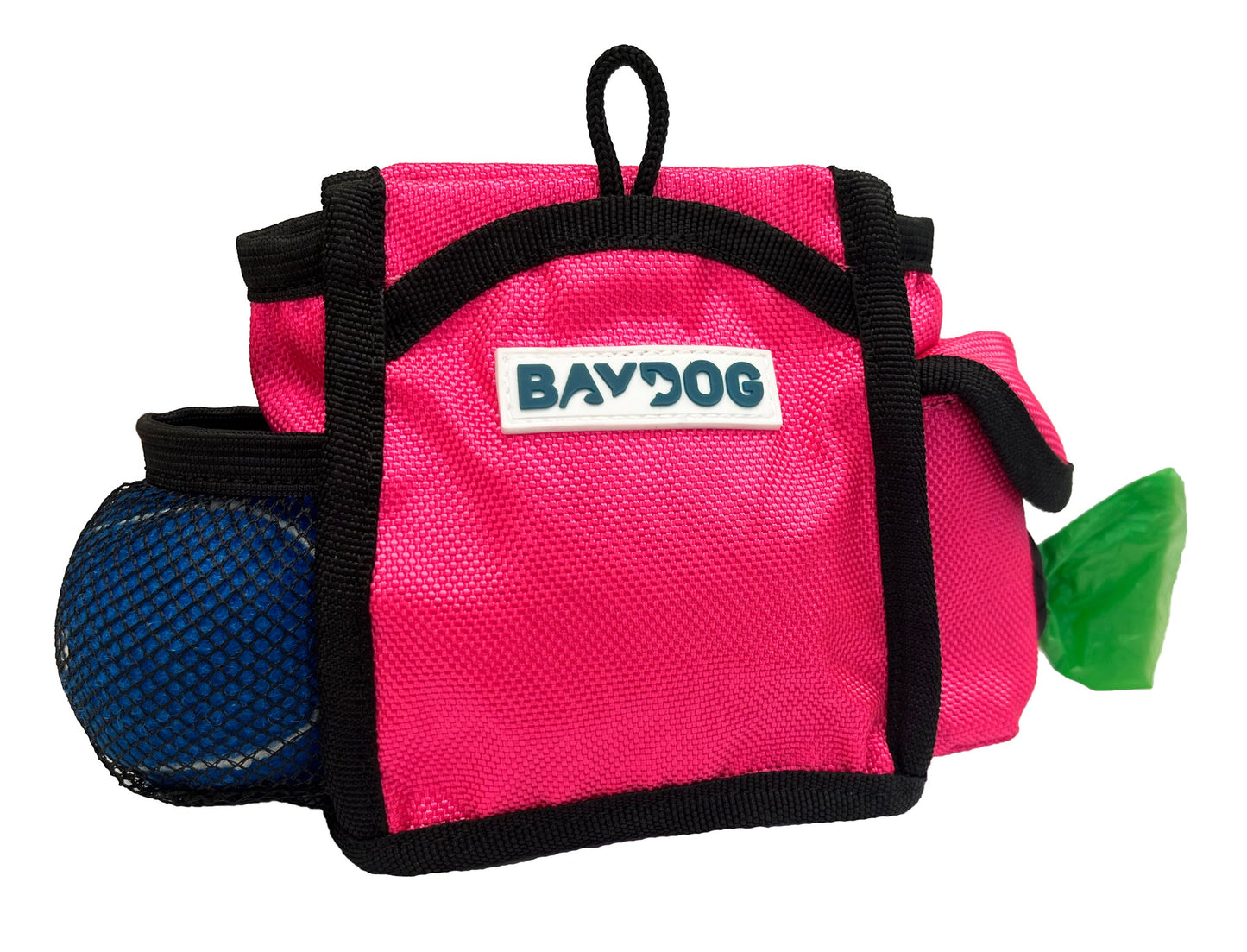 Baydog Dog Pack n Go Pouch Training Treat Pouch with Tennis Ball and Roll of Poop Bags Clips onto Leash Handle or Waist Band