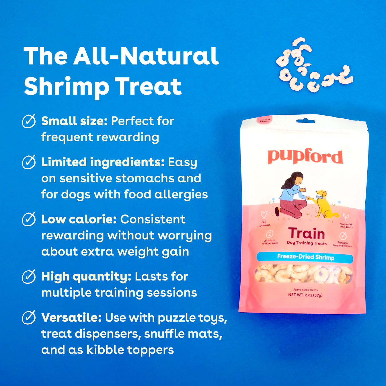 Freeze Dried Shrimp Training Treats for Dogs by Pupford