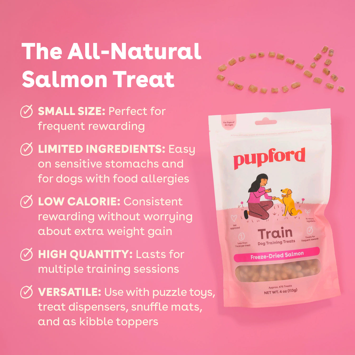 Freeze Dried Salmon Training Treats for Dogs by Pupford