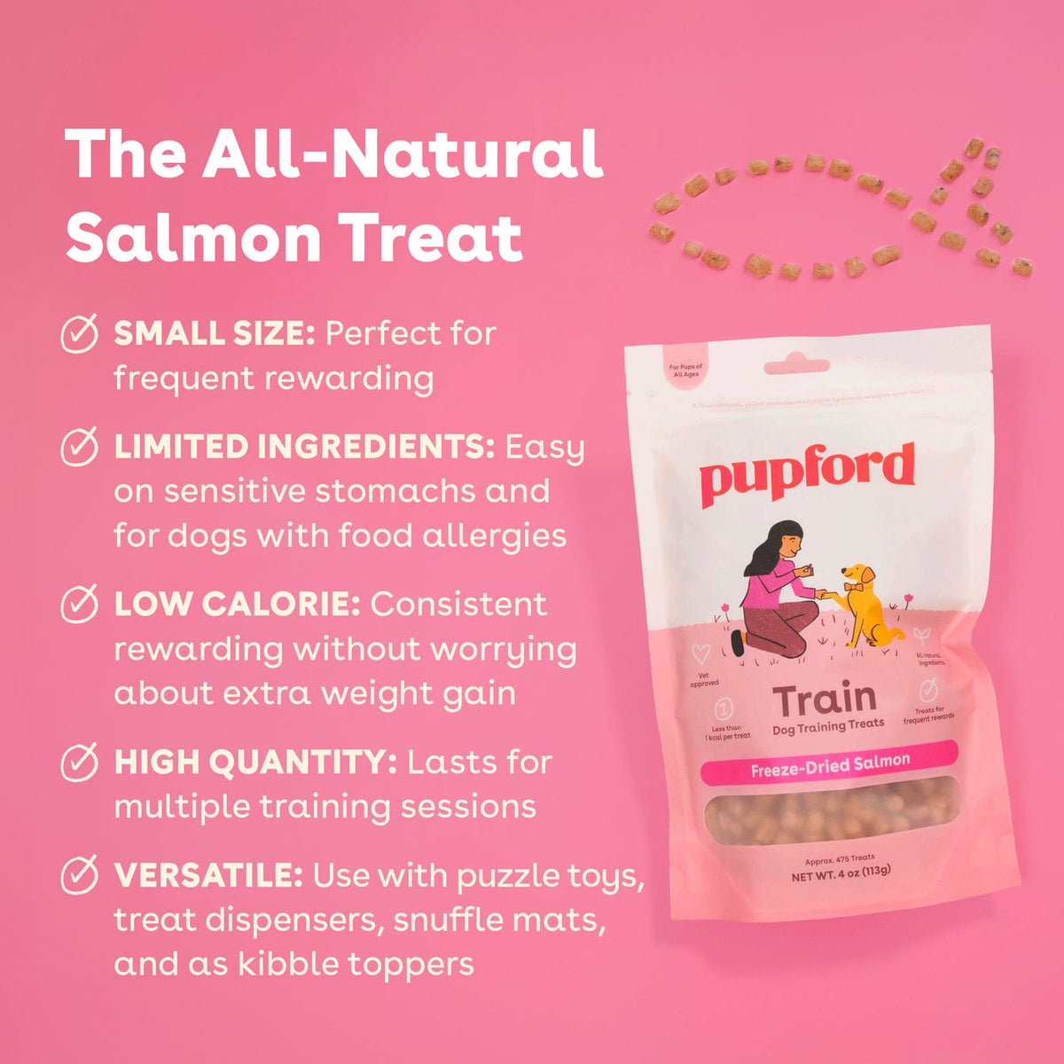 Freeze Dried Salmon Training Treats for Dogs by Pupford-Boats n Barks