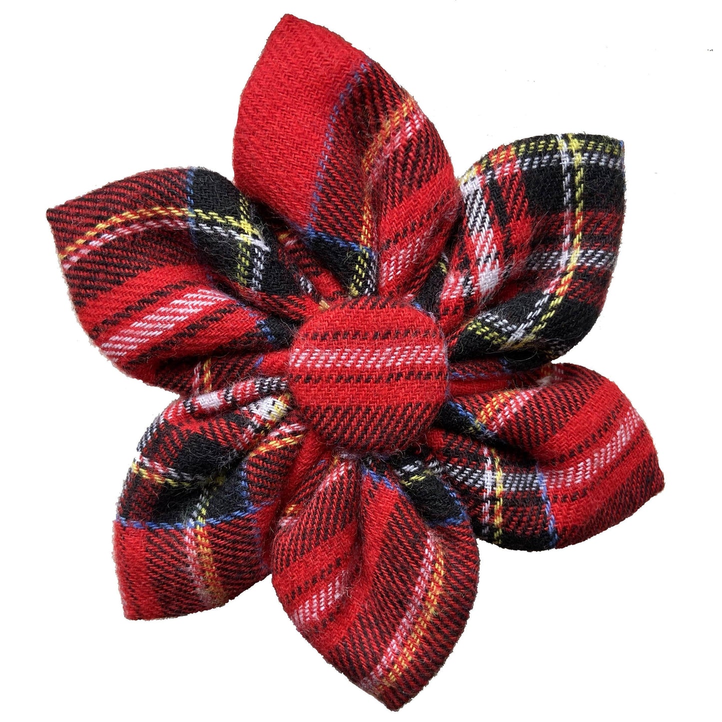 Christmas Dog Pinwheel Royal Tartan - Attaches to collar with velcro