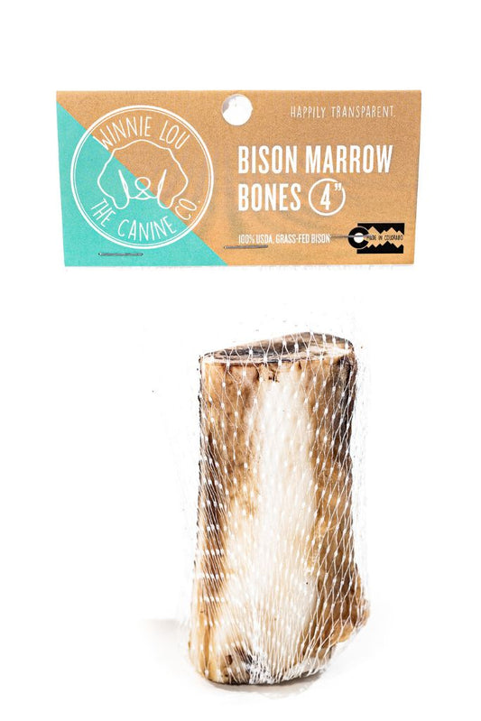 Bison Marrow Bone 4" for Dogs  100% Natural-Smoke Free, Chemical Free
