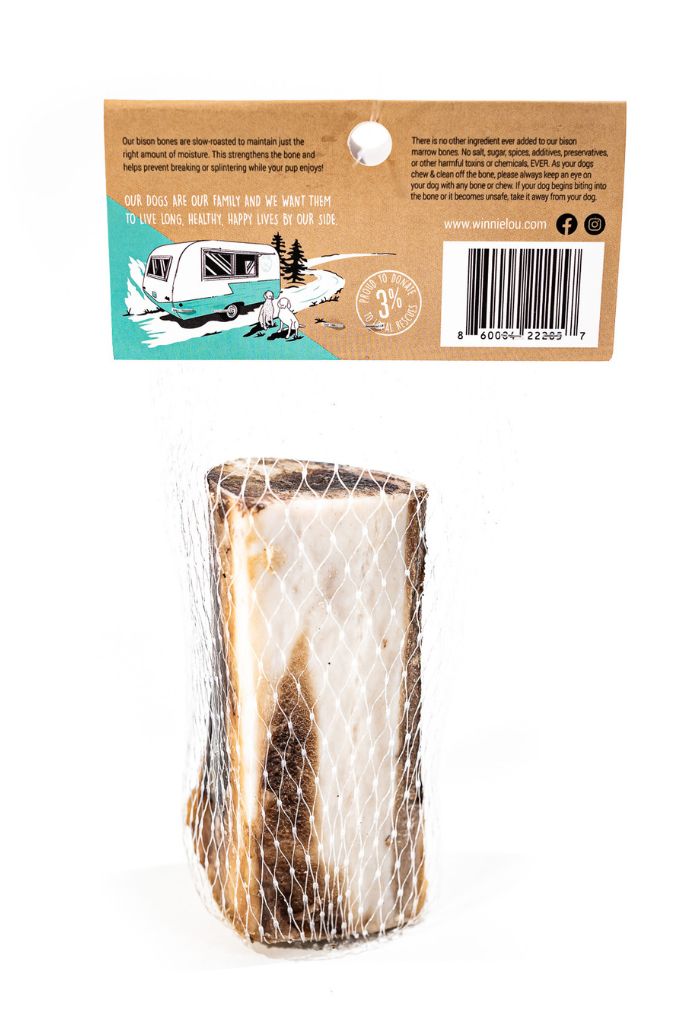 Bison Marrow Bone 4" for Dogs  100% Natural-Smoke Free, Chemical Free