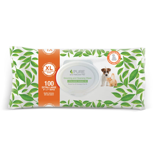 Pure & Natural Unscented Grooming & Cleansing Wipes 100ct Extra Large 8"x7"