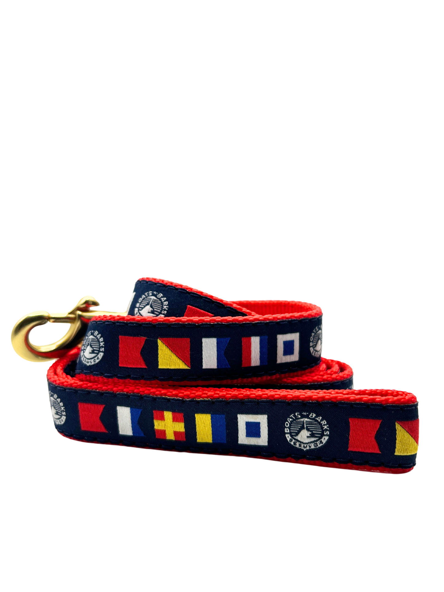 Boats n Barks Bermuda Nautical Code Flag Dog Lead with Solid Brass Clip - Spells out Boats n Barks 5 feet long