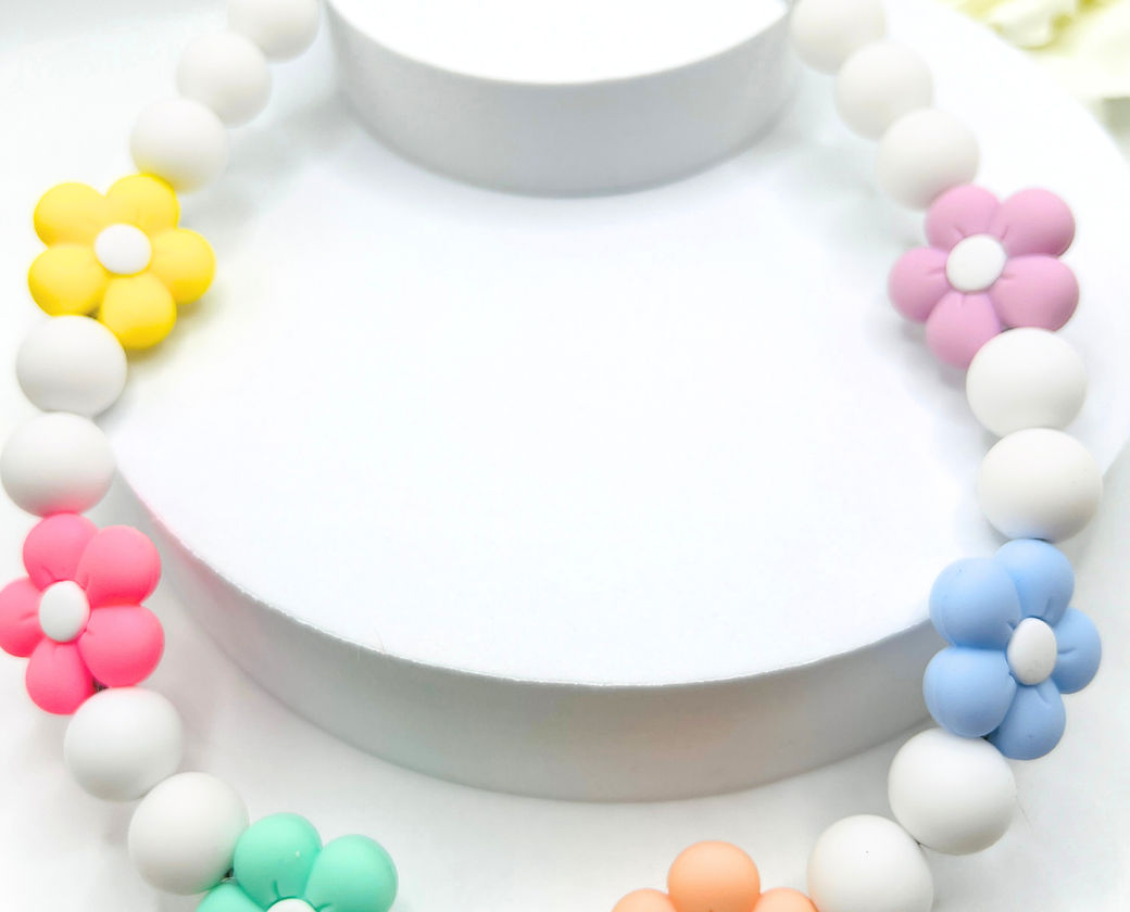 Dainty Paws Beaded Dog Collar Waterproof and Odor Resistant-Full Blooms