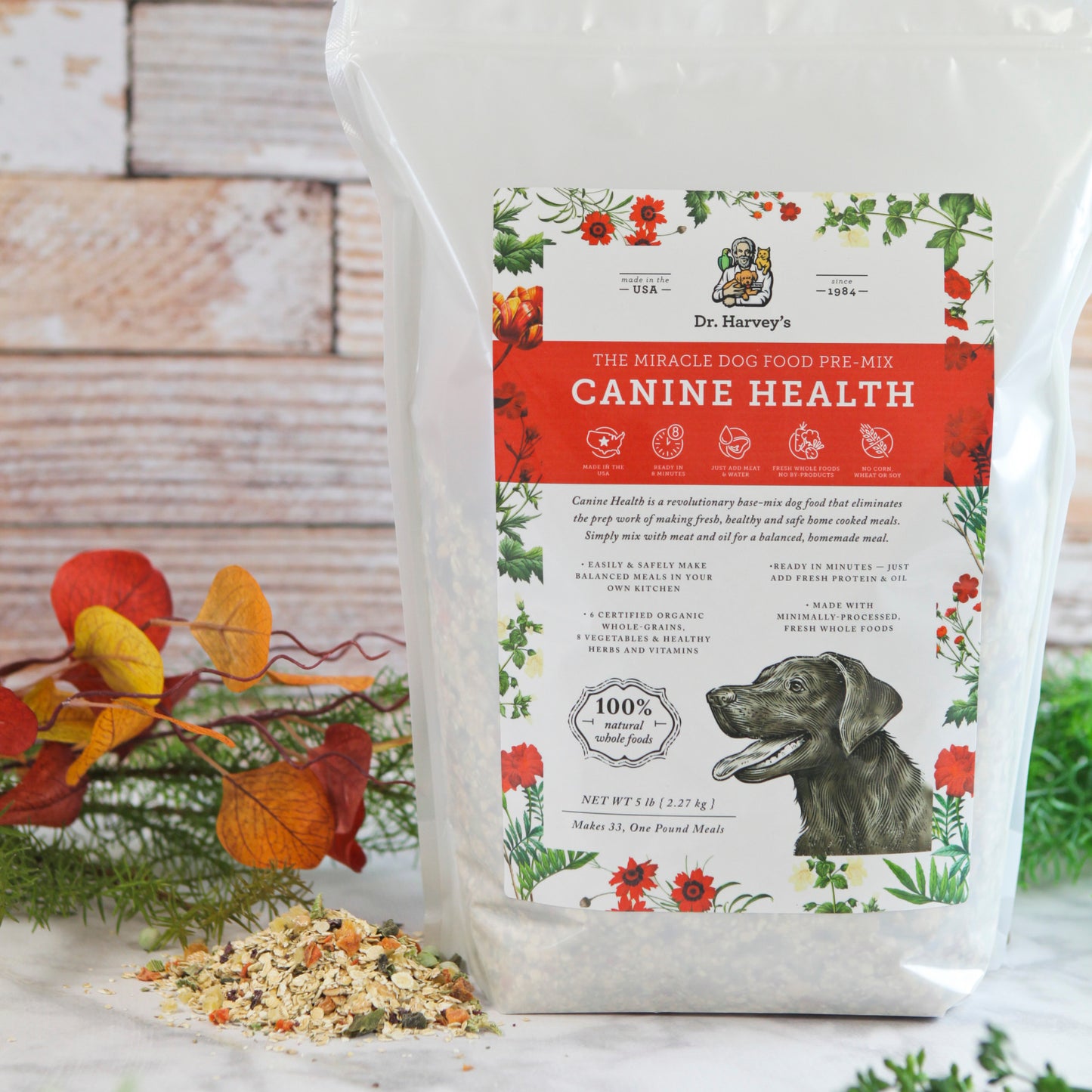 Dr. Harvey's Canine Health Miracle Dog Food, Human Grade Dehydrated Base Mix for Dogs with Organic Whole Grains and Vegetables