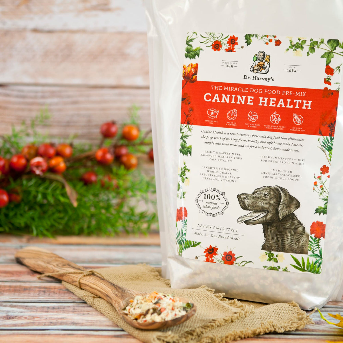 Dr. Harvey's Canine Health Miracle Dog Food, Human Grade Dehydrated Base Mix for Dogs with Organic Whole Grains and Vegetables-Boats n Barks