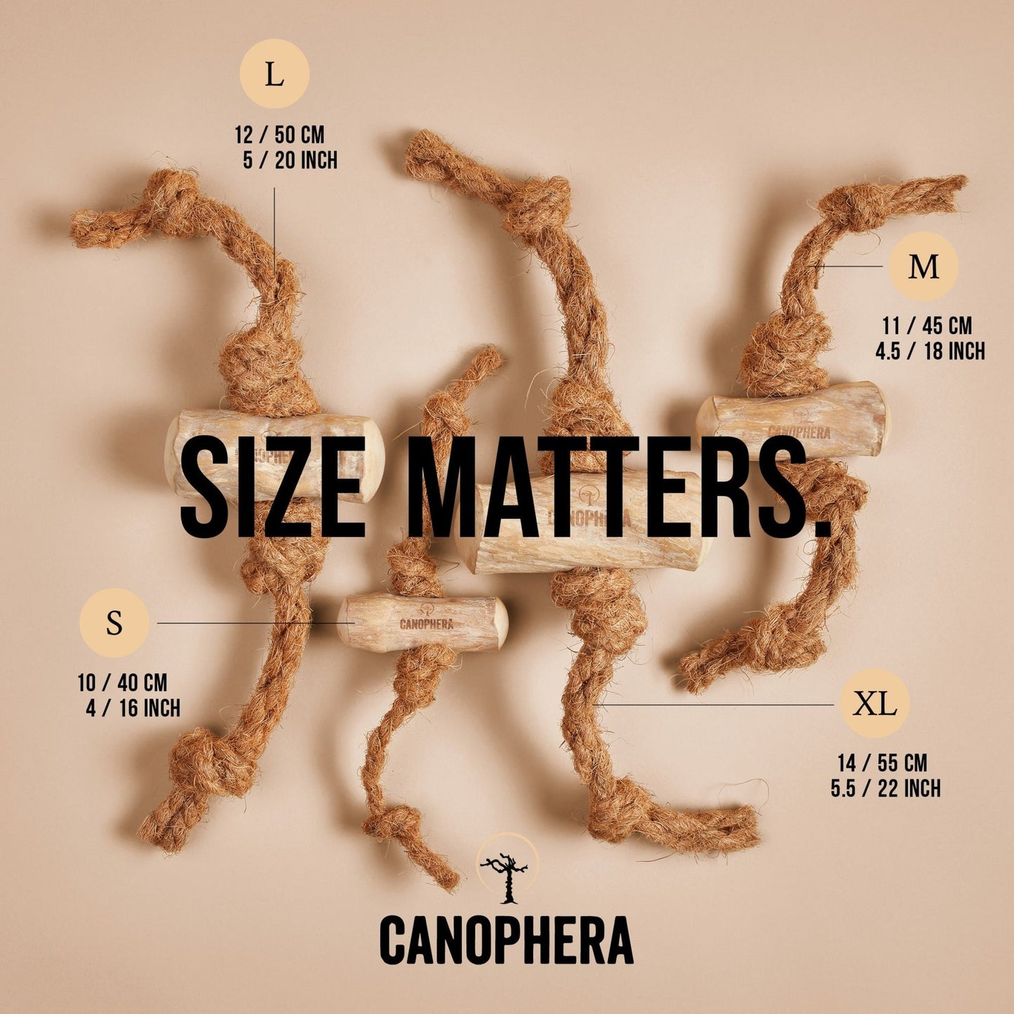 Coffee Wood and Coconut Rope Dog Chew - Various Sizes