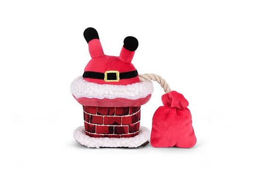 Merry Woofmas Clumsy Claus Christmas Dog Toy with Squeaker, Crinkle and Crunchy Bottle