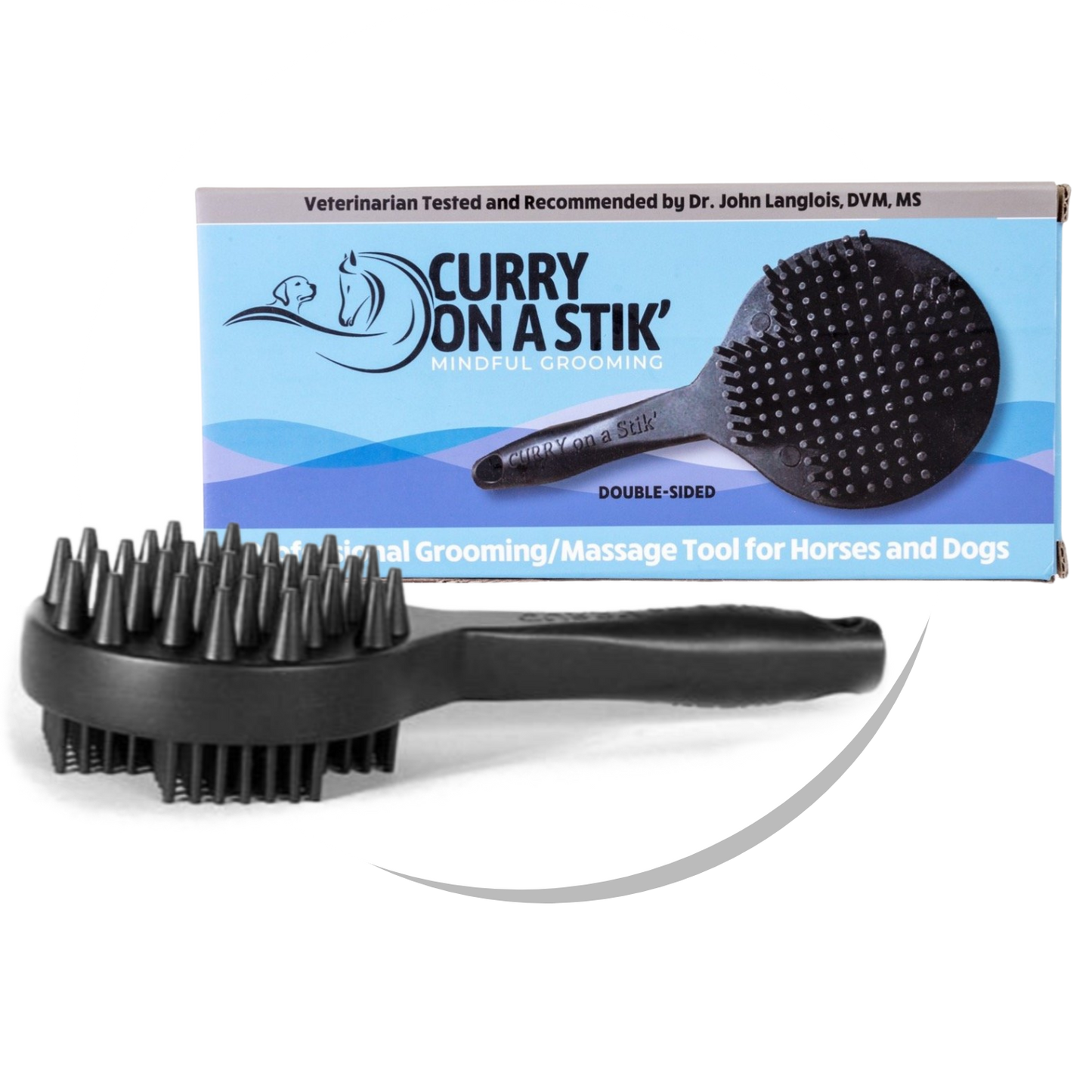 Curry on a Stick Professional Curry and Massage Tool Brush for Dogs
