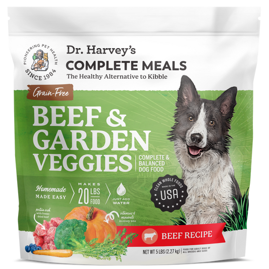 Dr. Harvey's Grain Free Beef Garden Veggies Dog Food, Human Grade Grain-Free Dehydrated Food for Dogs with Freeze-Dried Beef, Fruits, Vegetables and Probiotics