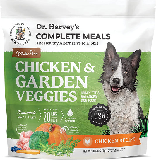 Dr. Harvey's Grain Free Chicken Garden Veggies Dog Food, Human Grade Grain-Free Dehydrated Food for Dogs with Freeze-Dried Chicken, Fruits, Vegetables and Probiotics